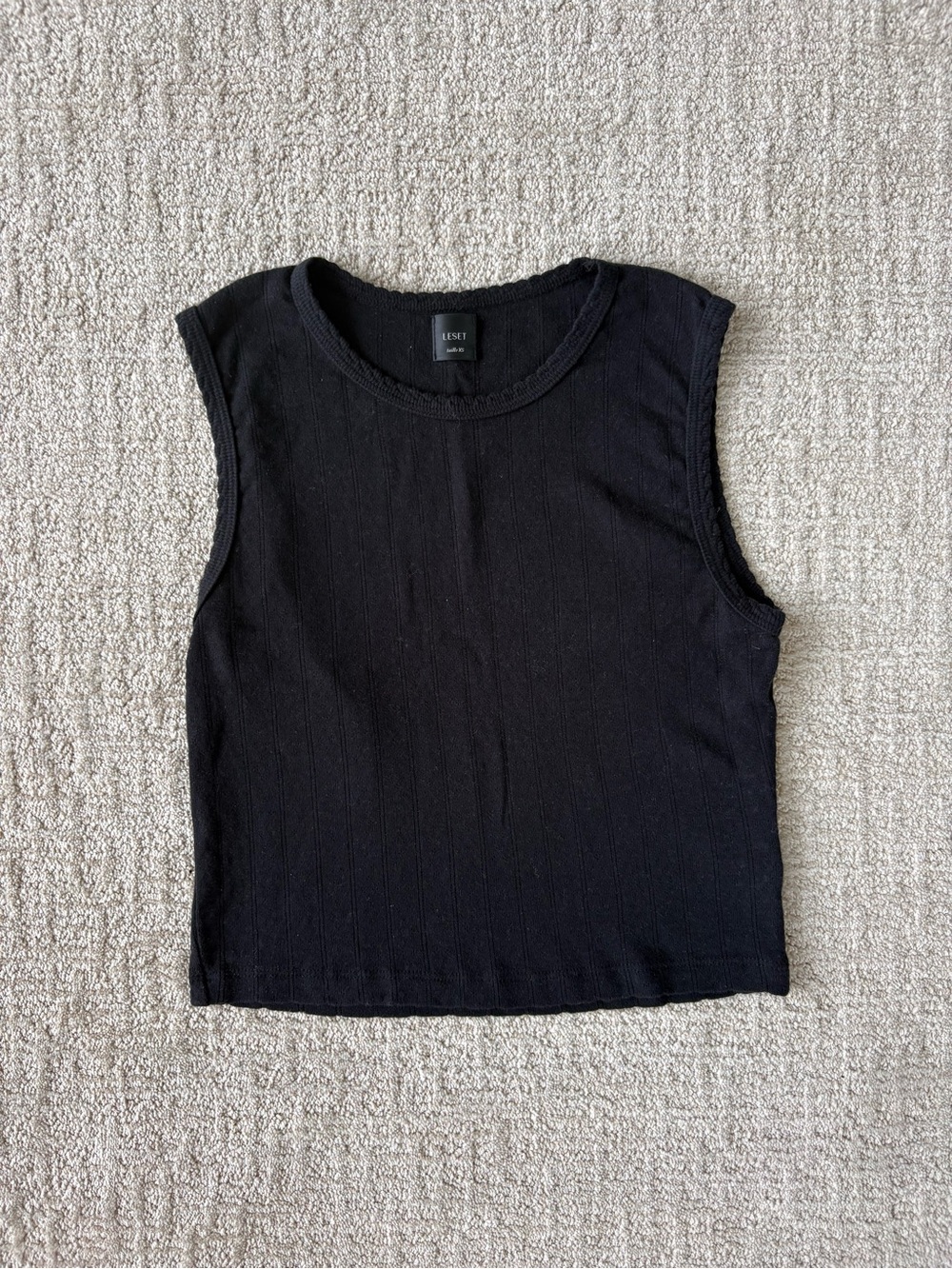 LESET — Pointelle Sleeveless Crew